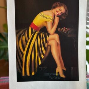 Print of Vintage 1940’s Pinup Girl with Yellow and Black Dress